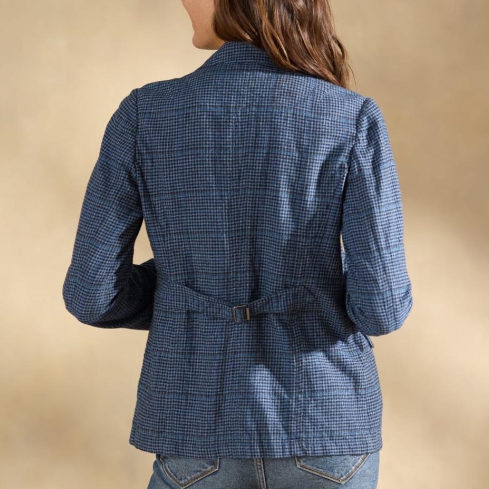 Sundance Living Bryce Blazer  navy blue plaid - Picture 3 of 5